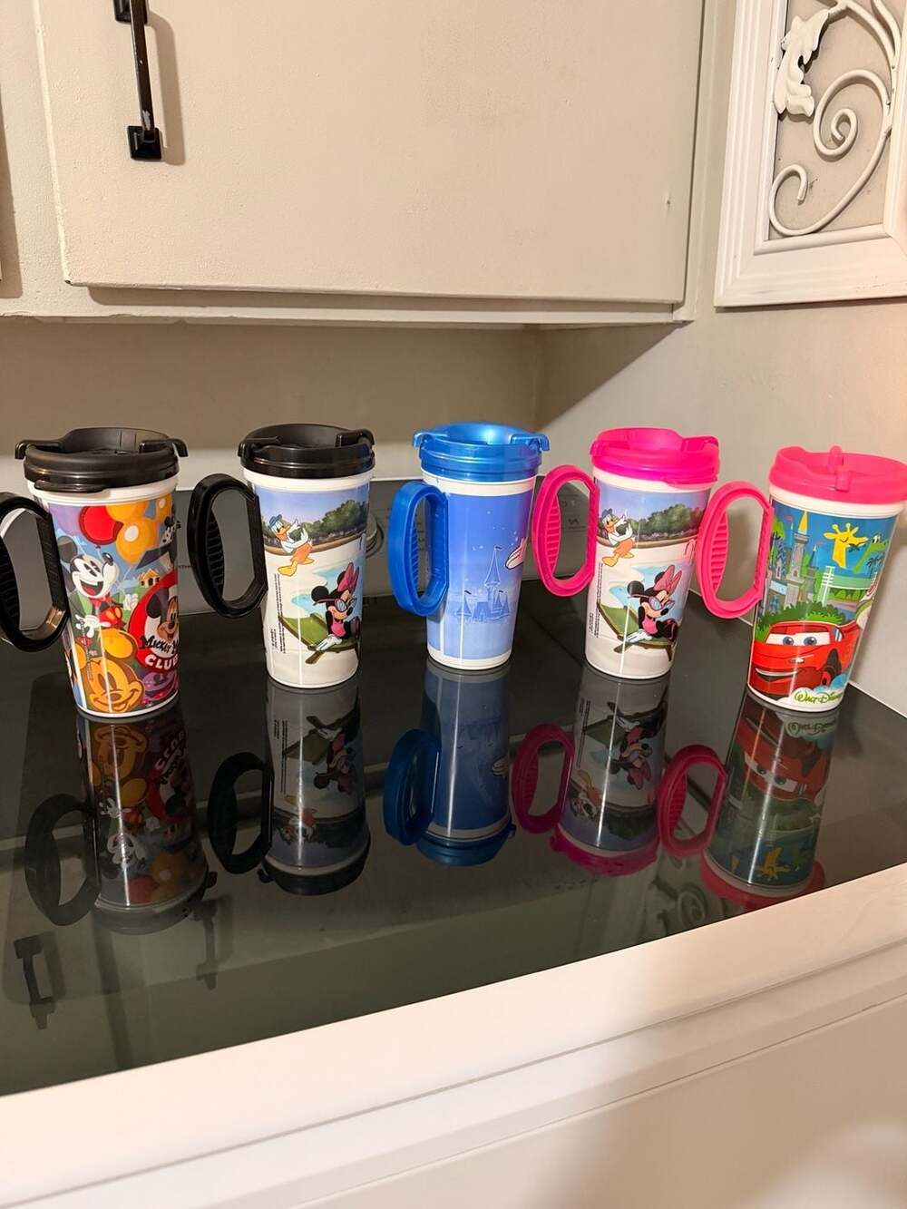 Lot of 5 Disney Parks Rapid Fill Refillable Travel Mugs Cups Disneyland